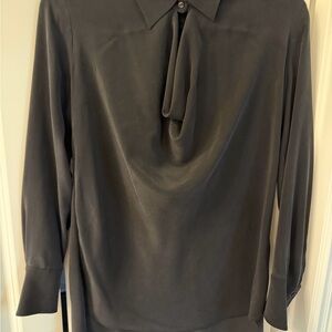 Vince Black Drape Front Blouse